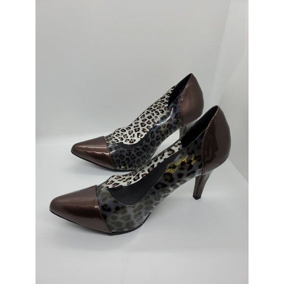 Beacon Womens Paulina Classic Pump Stiletto Heels Brown/Animal Print 9.5M - Picture 2 of 7